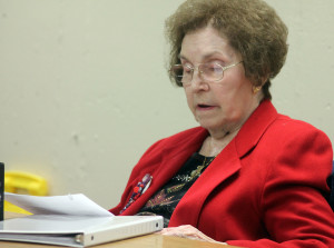 Dolores Kaliebe, who says she is a “new” member of the Shawano Area Writers despite being with the group for a number of years, reads one of the personal essays she writes. (Photo by Lee Pulaski)